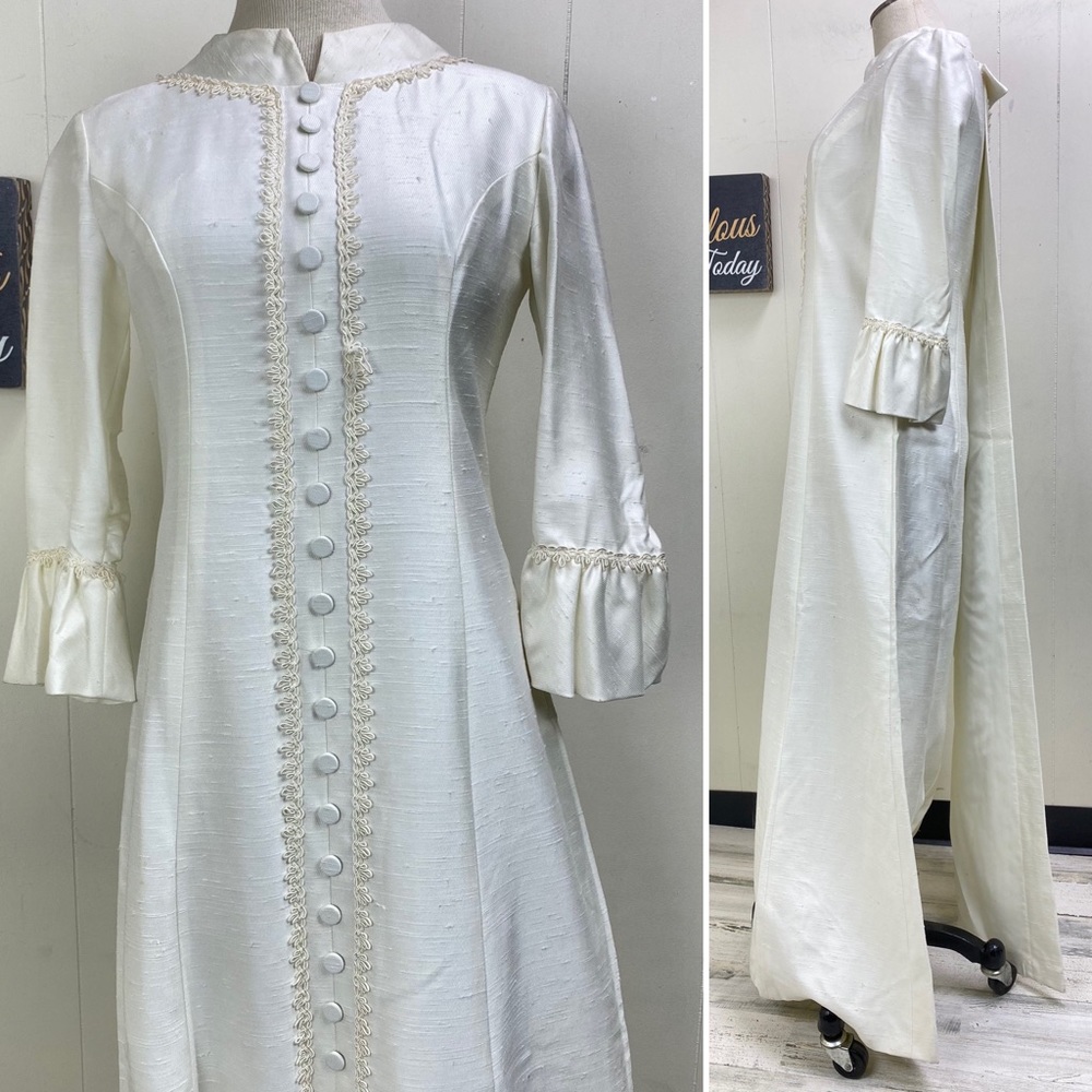 Vintage 50s Wedding Dress w/ Train - Picture 2 of 6